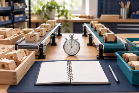Parallel process components and a stopwatch for comparing elapsed times.