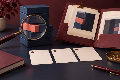 A magnifying glass examining a misaligned module beside sequence cards and an evidence folder.