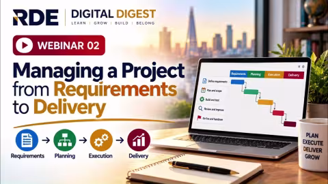 Managing a Project from Requirements to Delivery webinar title image
